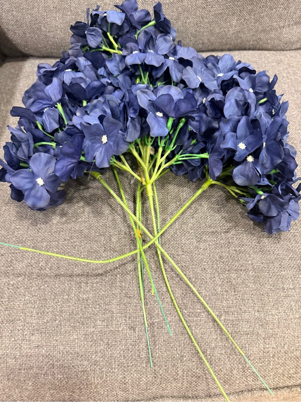 7- Navy Blue Faux Hydrangea Stem Bundle